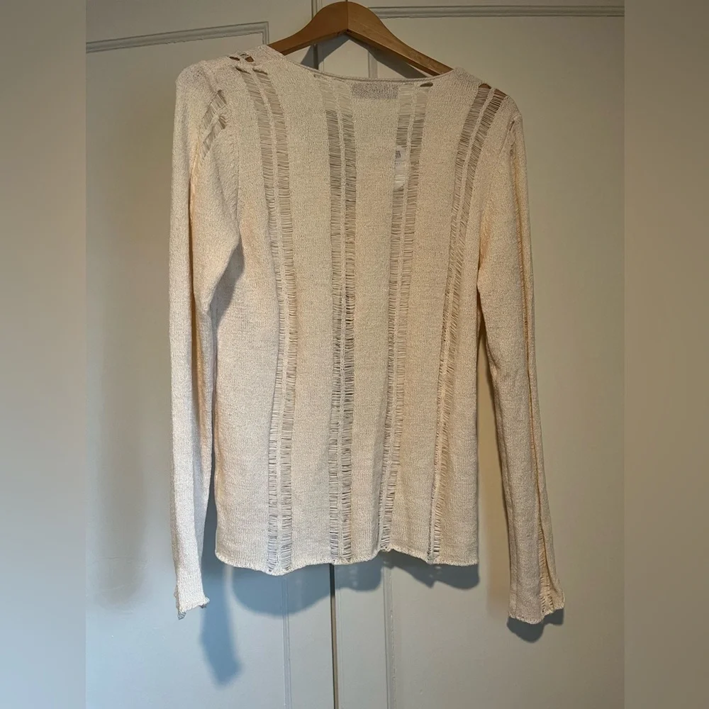 Women’s Avenu Distressed Lightweight Cream Sweater